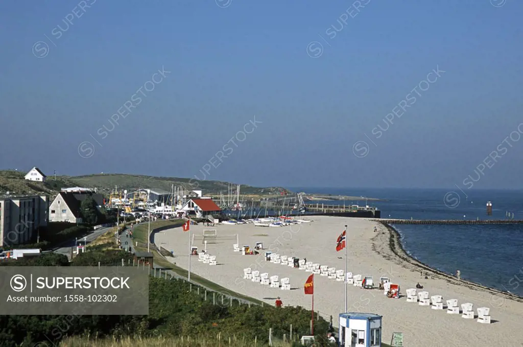 Germany, Schleswig-Holstein, island  Sylt, Hörnum, , beach, Wicker beach chairs,  Northern Germany, North Frisian islands North frieze country Ortsbil...