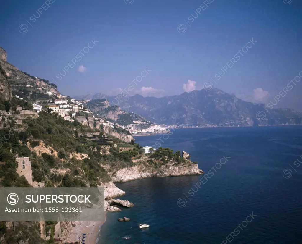 Italy, Kampanien, Amalfi-Küste, Vacation places, overview,   Mediterranean, golf of Salerno, coast, rock coast, places, health resorts, Amalfi-Stadt, ...