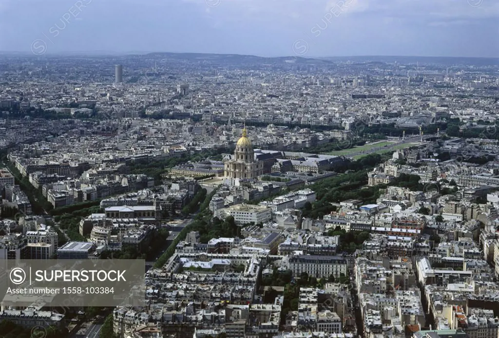 France, Paris, Stadtütbersicht,    Capital, Montparnasse, gaze, city, cityscape, buildings, constructions, invalid cathedral, triumphal bow, Mars fiel...