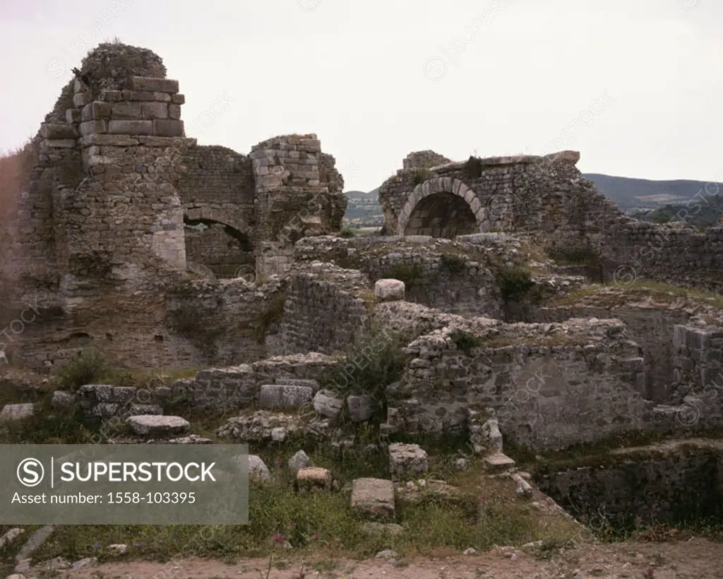 Turkey, Milet, ruin place, thermal,  the Faustina, detail,   Anatolia, excavation place, ruins, Bäderanlage, Roman, 2 Jh.  n.Chr., architecture, histo...