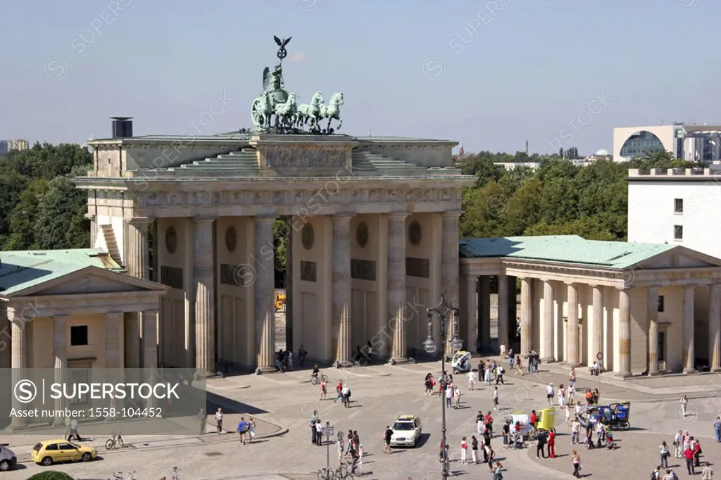 Germany, Berlin, Parisian place,  Brandenburg gate, tourists,   Capital, Torgebäude, gate construction, architecture, construction, inherits. in honor...