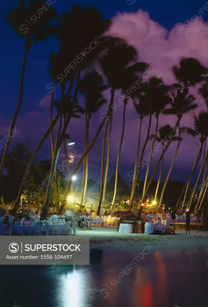 Dominican republic, Bayahibe,  Hotel sound Cape Casa Del Mar,  Beachparty, evening mood,  Caribbean, West Indian islands, big Antilles, beach, hotel b...