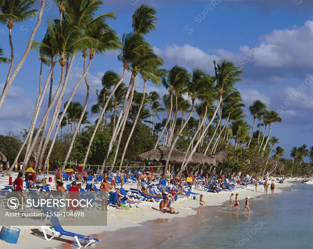 Dominican republic, Bayahibe,  Hotel sound Cape Casa Del Mar, beach, Tourists,  Caribbean, West Indian islands, big Antilles, beach, hotel beach, sand...