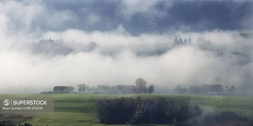 Austria, saline chamber property, Mondsee,  Landscape, fogs,   Autumn landscape, season, autumn, autumnal, fog swaths, foggily, clouds dismal, uncomfo...