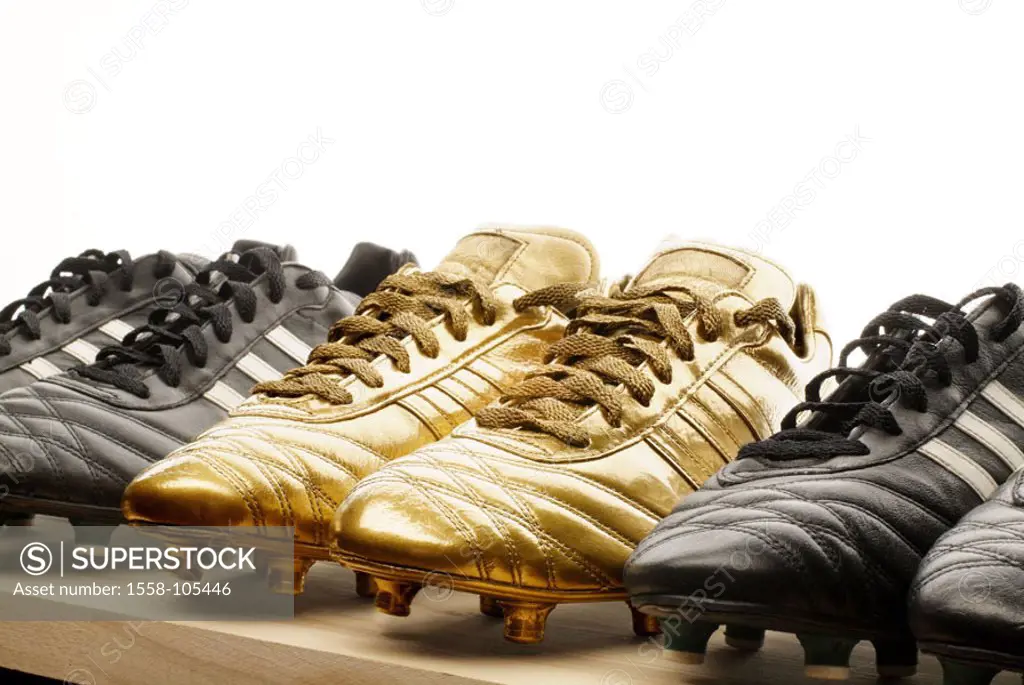 Football shoes, row, black, golden,    Series, sport, football, WM 2006, shoes, sneakers, tunnel shoes, cam football shoes, accessories, side by side,...