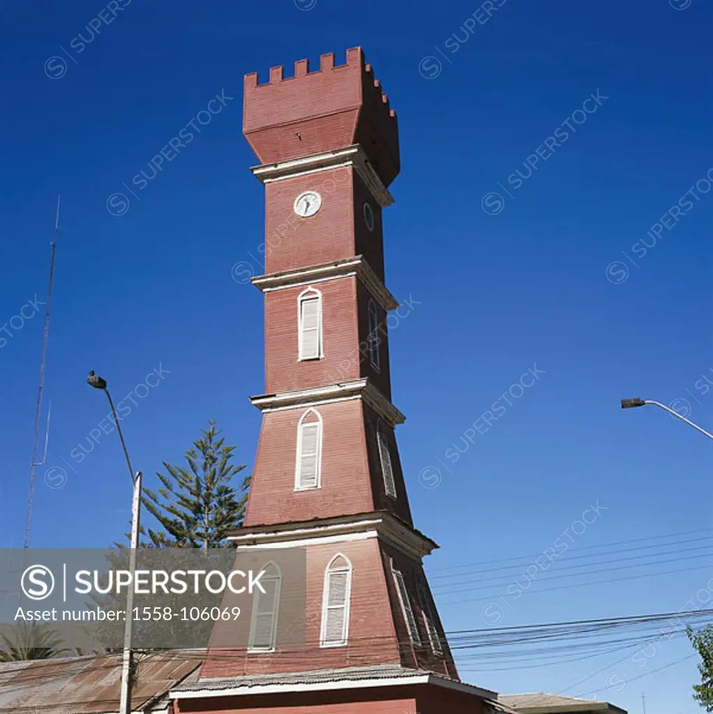Chile, Valle Del Rio Elqui Vicuña Torre ´builders´ South America small north, Elqui-Tal, Vicuna, Plaza de arm-ace, tower, ´farmer-tower´, builder Adol...