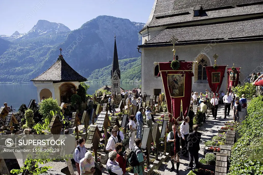 Austria, salt-chamber-property, Hallstatt, Catholic parish-church, graveyard, drudgery-body-procession, no mr, waiter-Austria, Hallstätter sea, place-...