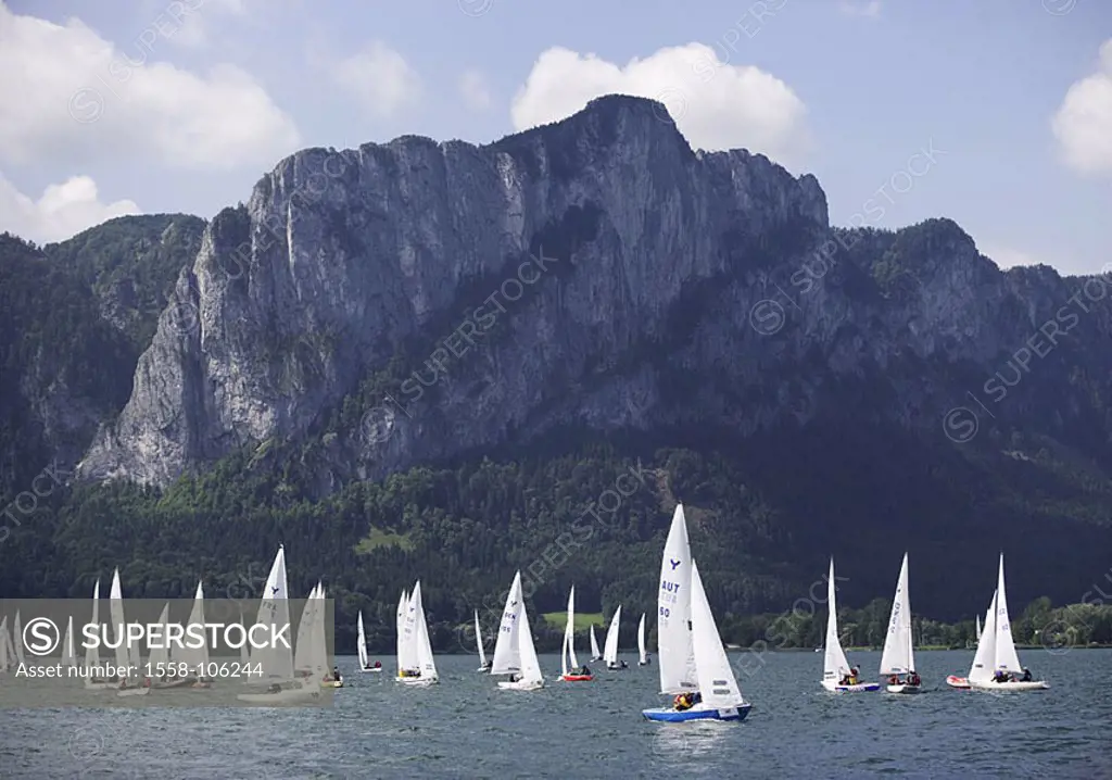 Austria, salt-chamber-property, moon-sea, sailboats, regatta, mountain dragon-wall waiter-Austria waters sea water-sport, boat-sport, sailing, sport, ...
