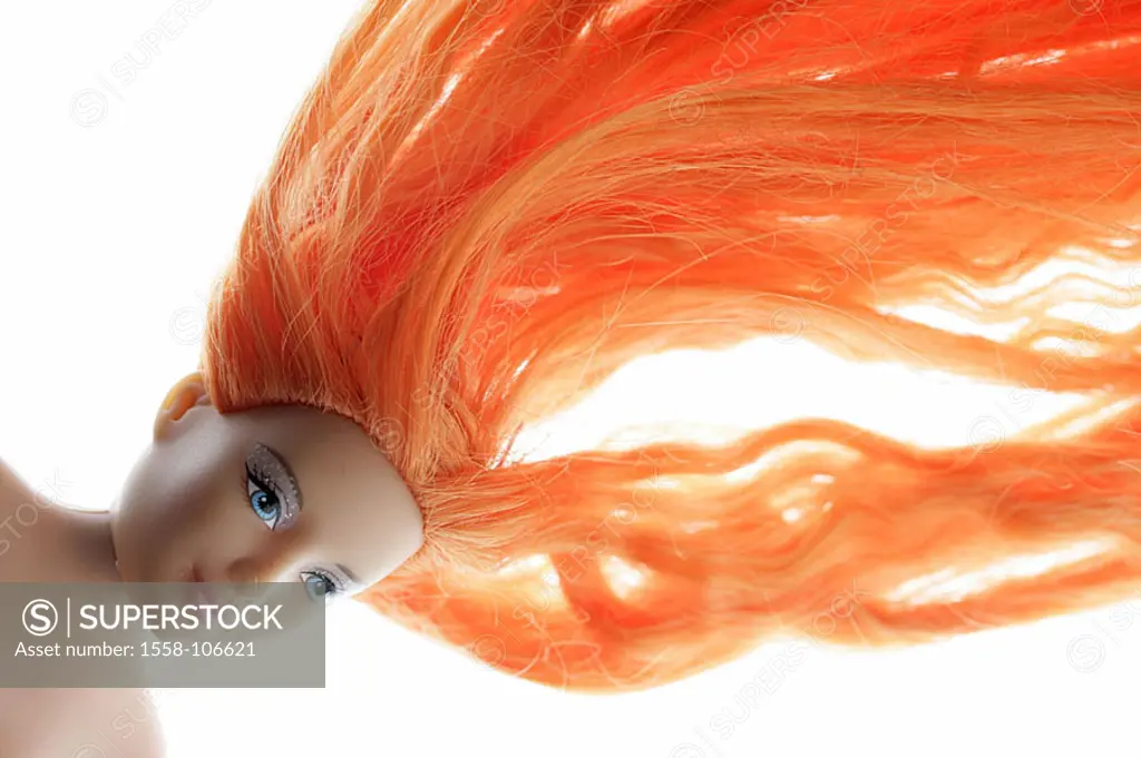 Barbie-doll, red-hairy, portrait, detail, no property release, series, toy, toy, doll, Barbie, woman, toy-figure, Barbie-doll, long-haired, concept, c...