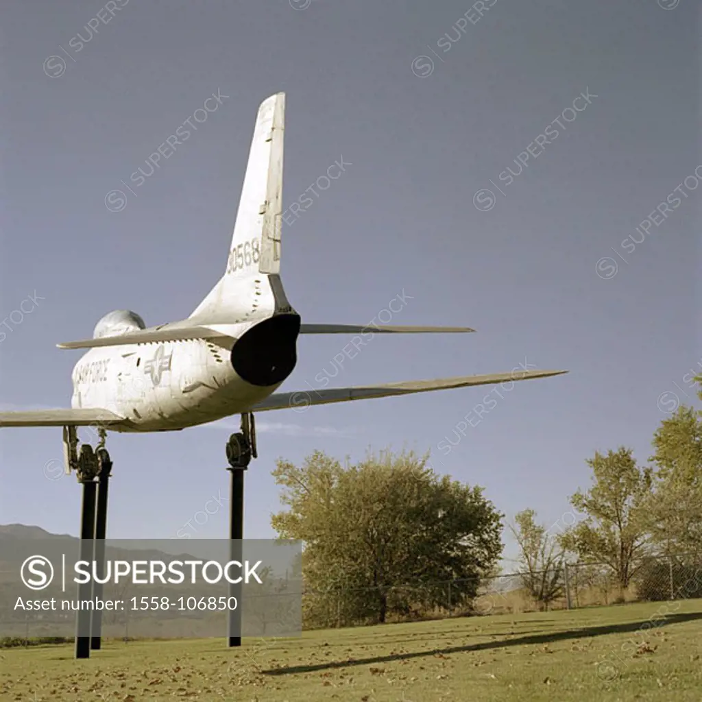 USA, Nevada, monument, air Force Jet, North America, scrapped United States of America, sight destination landscape memory airplane, military-airplane...