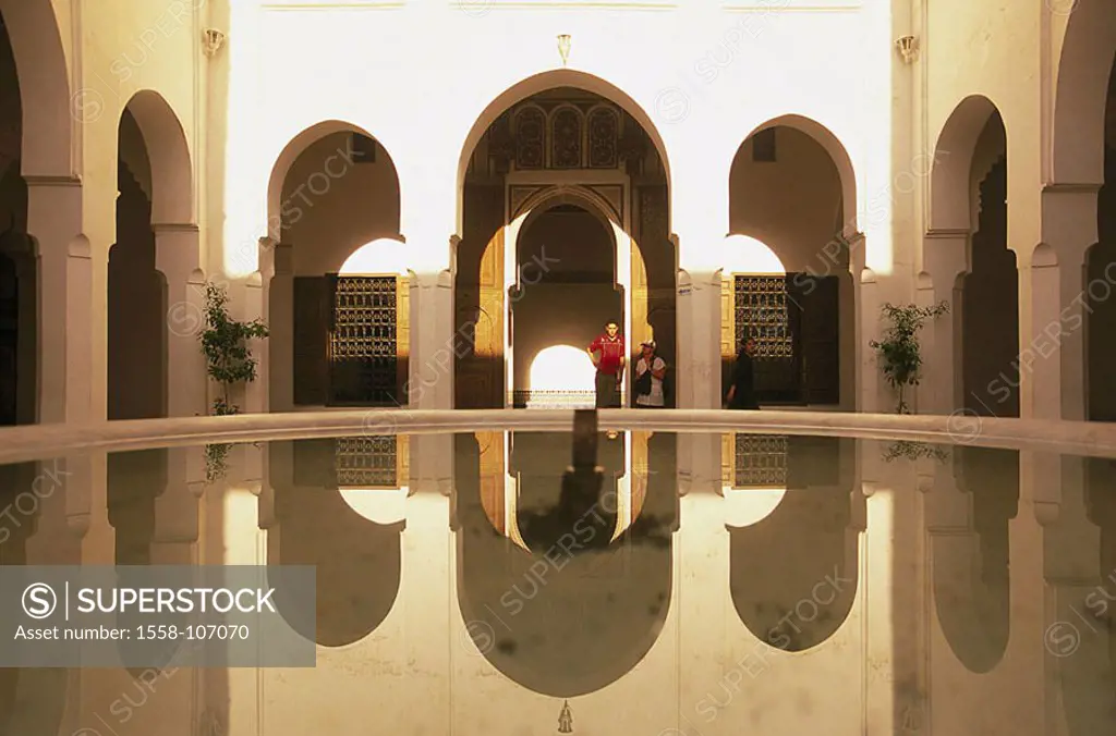 Morocco, Marrakesch, Bahia-Palast, 19 Jh , inner courtyard, wells, natives, no models Medina, palace, palace de la Bahia, king-palace, release, old pa...