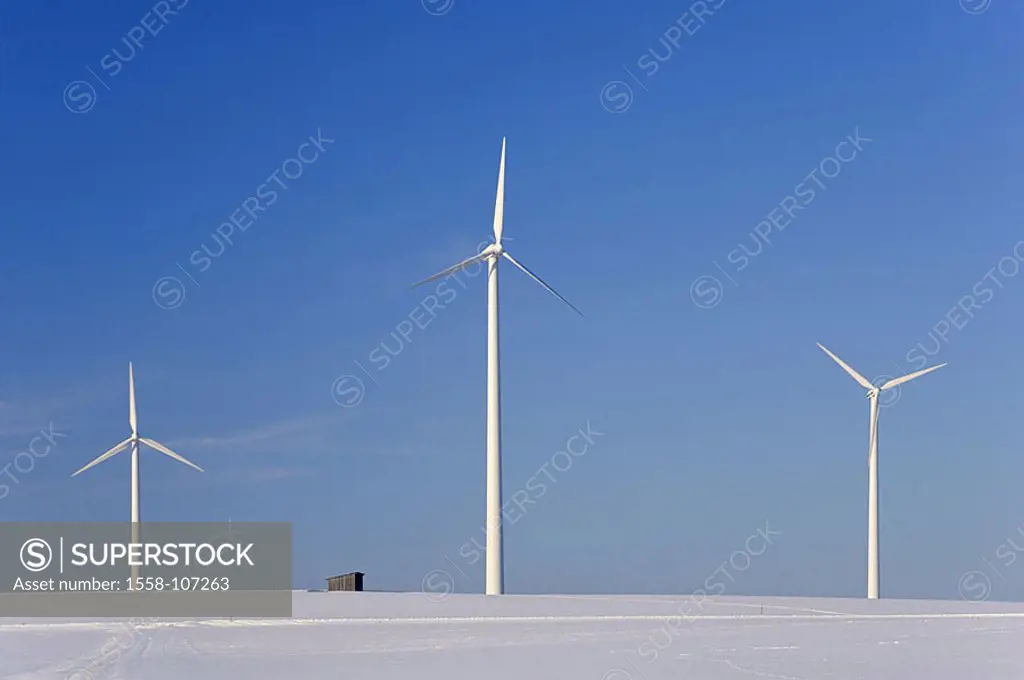 Winter-landscape, wind-wheels, landscape, winters, wind-park, wind-strength-installation, wind-turbine, renewable energy, alternative-energy, wind-str...