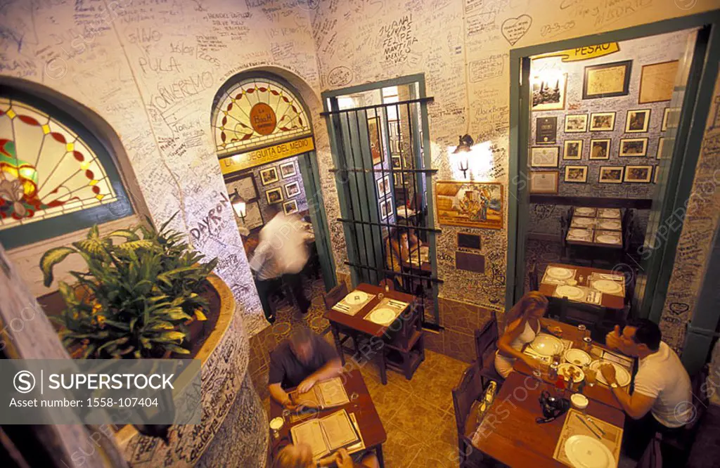 Cuba, Havanna, old part of town, restaurant ´La Bodeguita Del Medio, guests, , Central America, La Habana, pub, tourists restaurant, restaurant, eats,...
