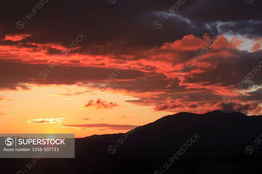 Silhouette, highland-shaft, sunrise, cloud-mood, mountains, mountain, morning-sun, sun, morning-mood, morning-red, cloud-heavens, romanticism, silence...