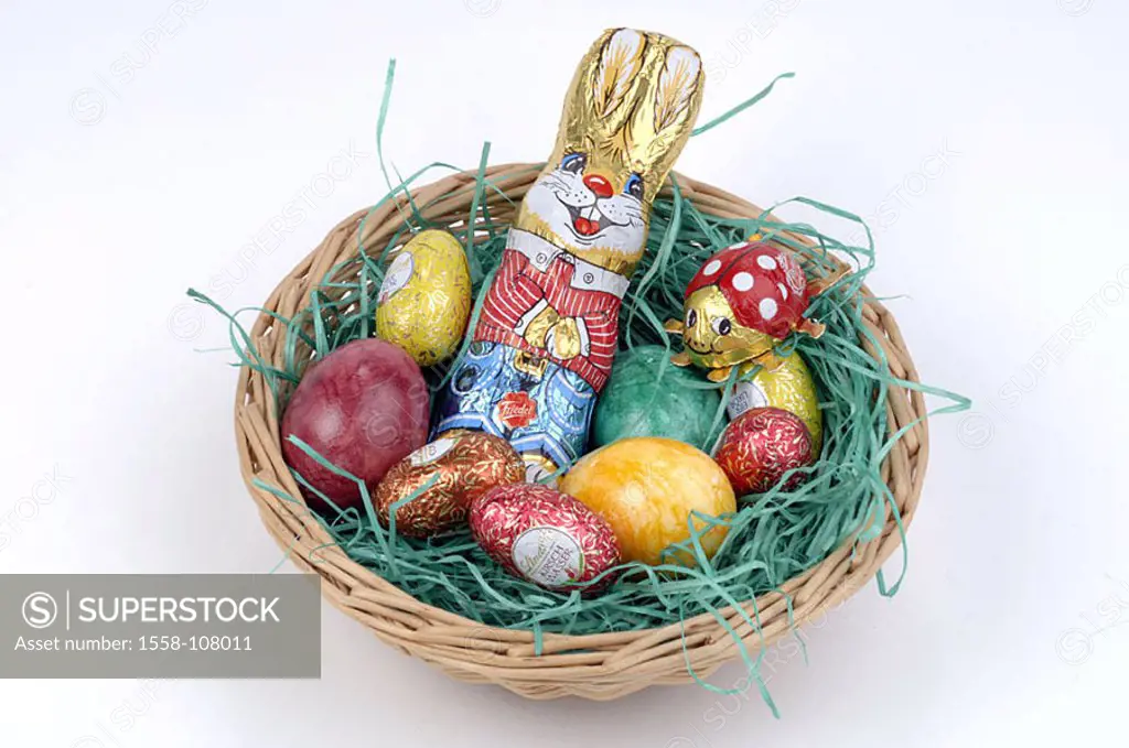 Easter-nest, chocolate-hare, Easter eggs, no property release, Easter, Easter, Eastertime, basket, nest, figure, food, candies, Nascherei, chocolate, ...