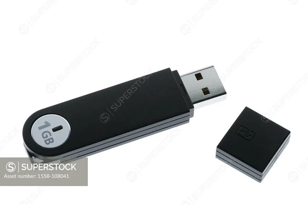 USB-Stick, 1 GB, cap, opened, series, hardware, embroiders USB-Gerät, USB-Speicher-Stick, USB Flash Drive, USBStick, USB-Stift USB memory, storage-pen...
