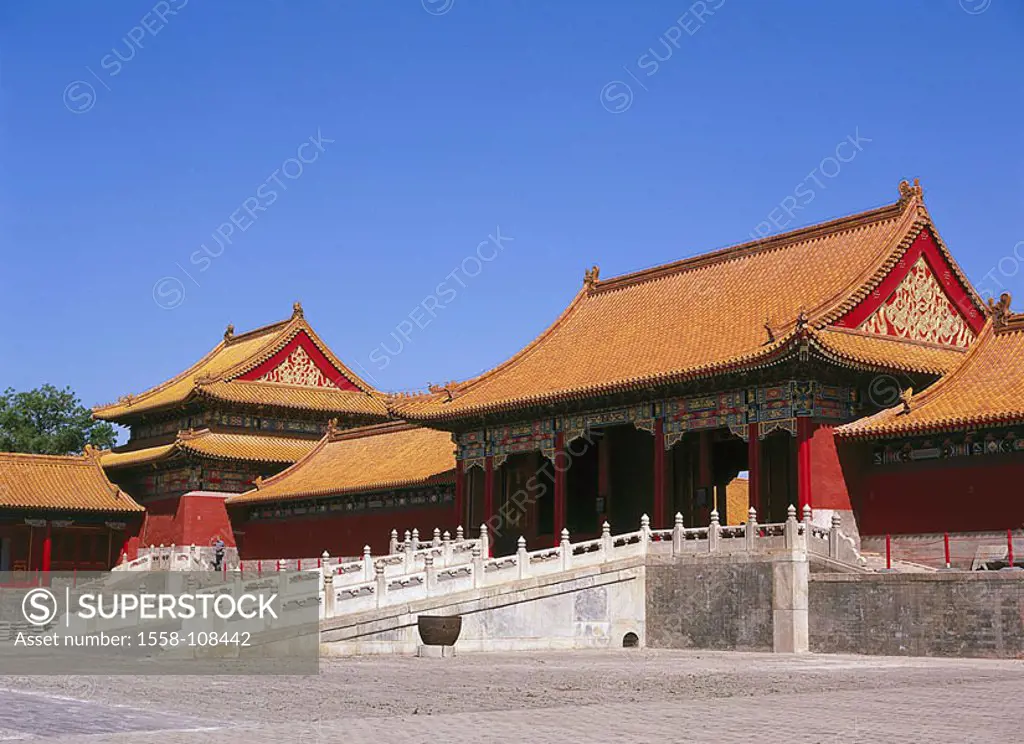 China, Peking, inside city, emperor-city, forbidden city, main-yard, hall of the harmony-maintenance, outbuildings, Asia, people´s republic, capital, ...