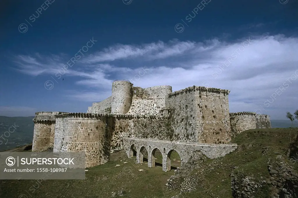 Syria, Jabal Kalakh, Crac of the Chevaliers, Near east, Near East, sight, UNESCO-Weltkulturerbe, Krak, Qual´at al-Husn, construction, buildings, archi...