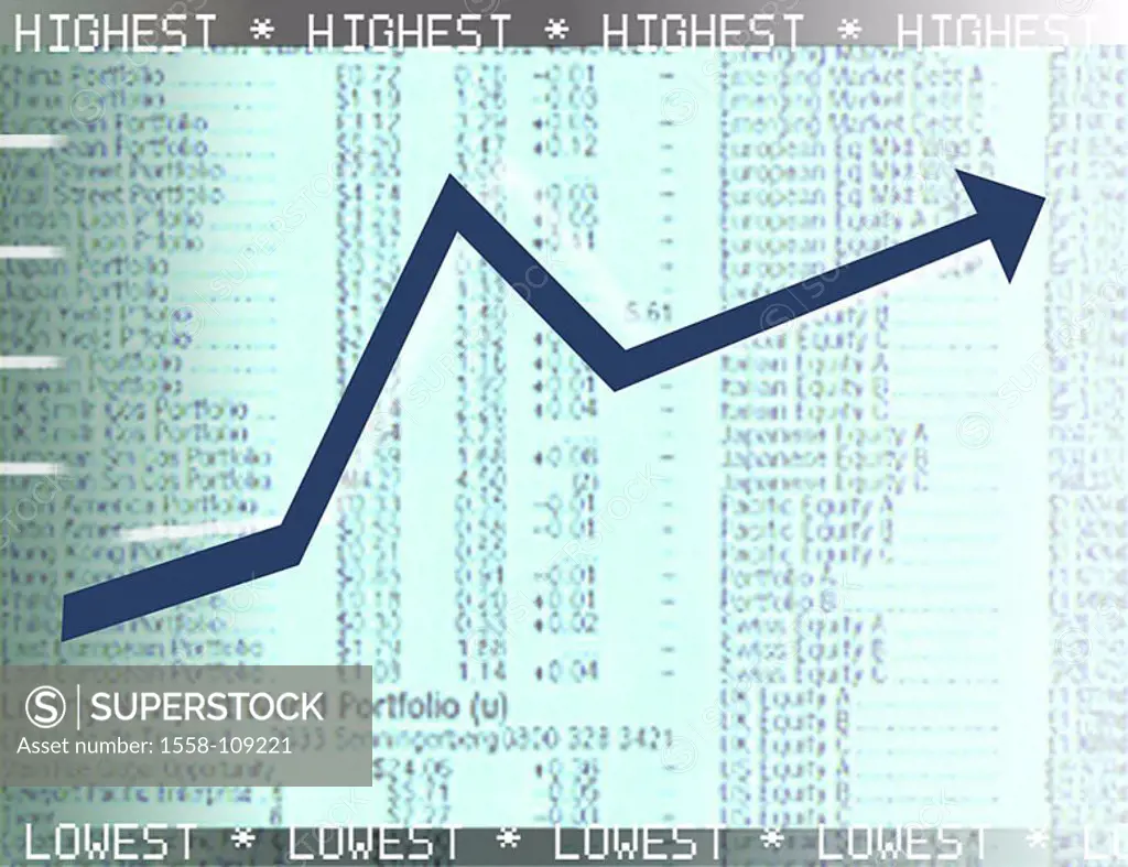 Illustration, stock market report, balance-curve, climbs, series, shares, share prices, course-development, course, Chart, Aktienchart, stock exchange...