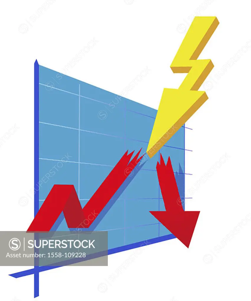 Illustration, scale, balance-curve, red, arrow, symbol, Börsencrash, series, shares, share prices, course-development, course, Chart, Aktienchart, sto...