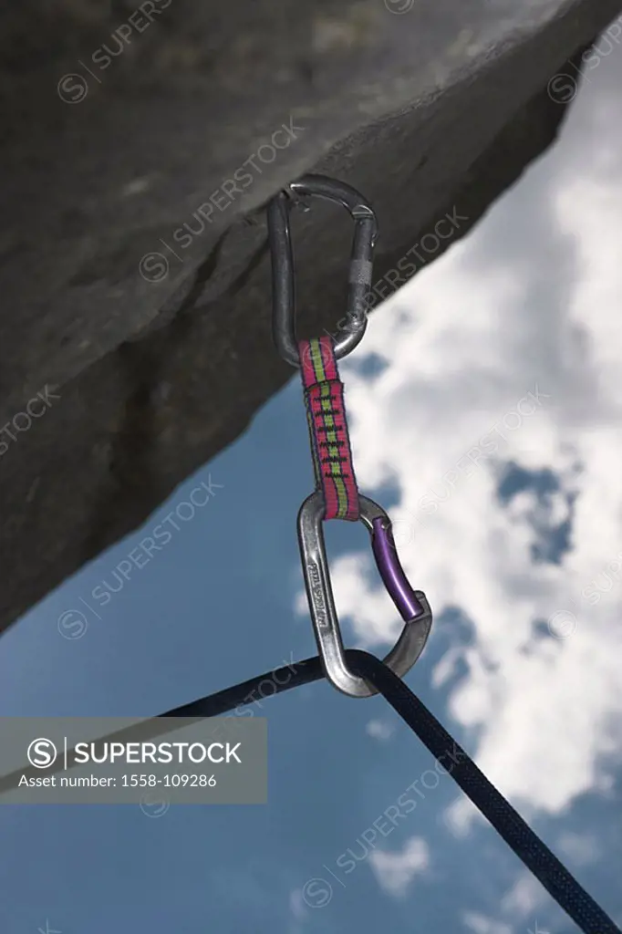 Mountaineering, ledge, inter-protection, express-loop, rope, series, sport, mountain-sport, extreme-sport, Klettersport, sport-mountaineering, carbine...