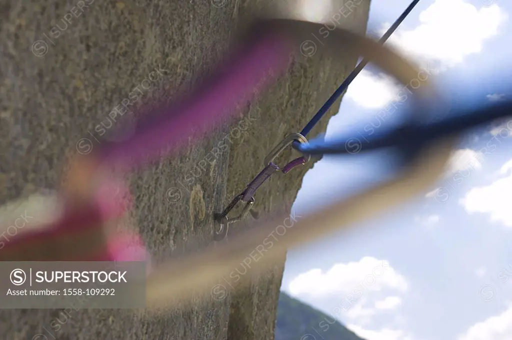Mountaineering, rocks, inter-protection, express-loop, detail, rope, fuzziness, series, rock-wall, sport, mountain-sport, extreme-sport, Klettersport,...