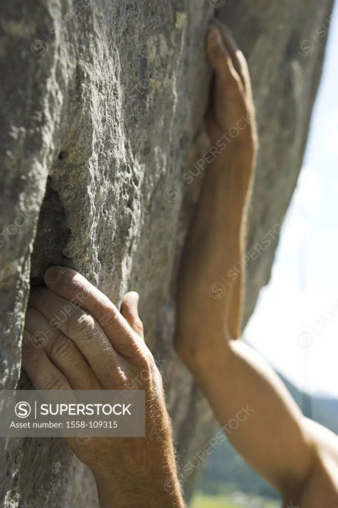 Mountaineering, man, detail, hands, rocks, clings, series, people, sport, sport, Klettersport, mountain-sport, extreme-sport, sport-mountaineering, sp...