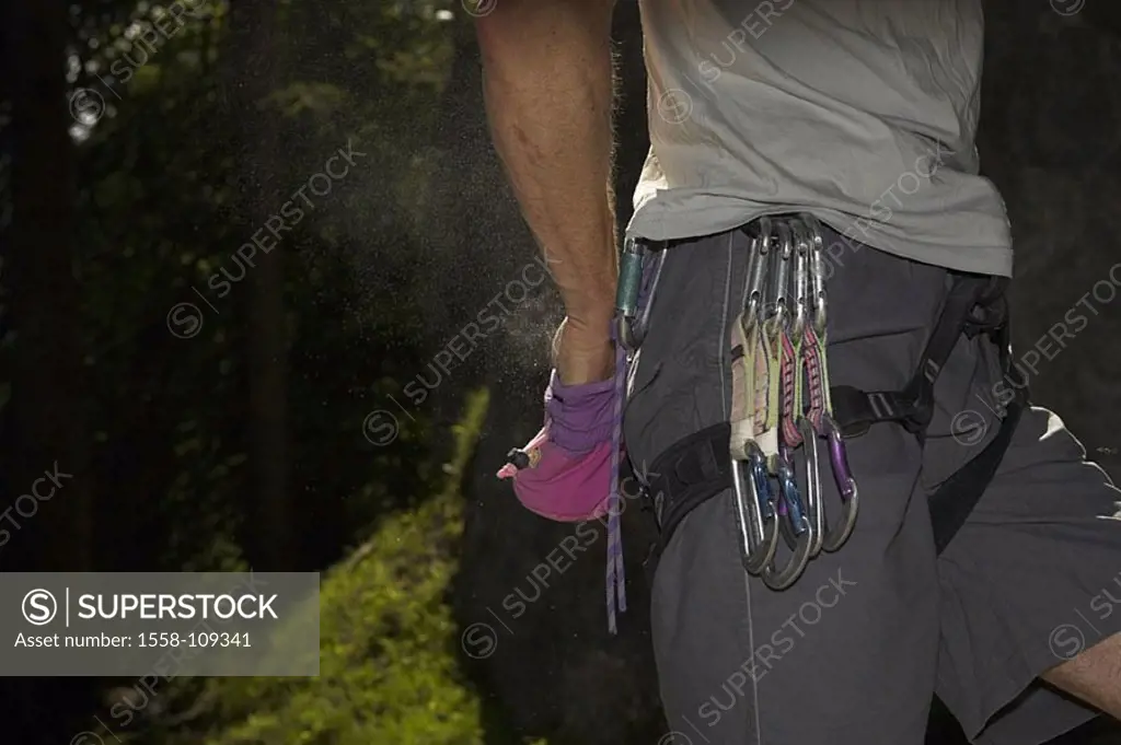 Climbers, detail, hand, grip, Magnesiabeutel, at the side, series, people, sport, mountaineering, mountain-sport, extreme-sport, Klettersport, sport-m...