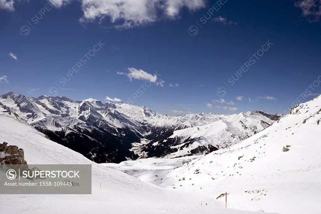 Austria, Tyrol, Zillertal, finch-mountain, highland-shaft, series, Europe, Zillertaler Alps, ski-area, winter-sport-area, ski-track, track, departure,...