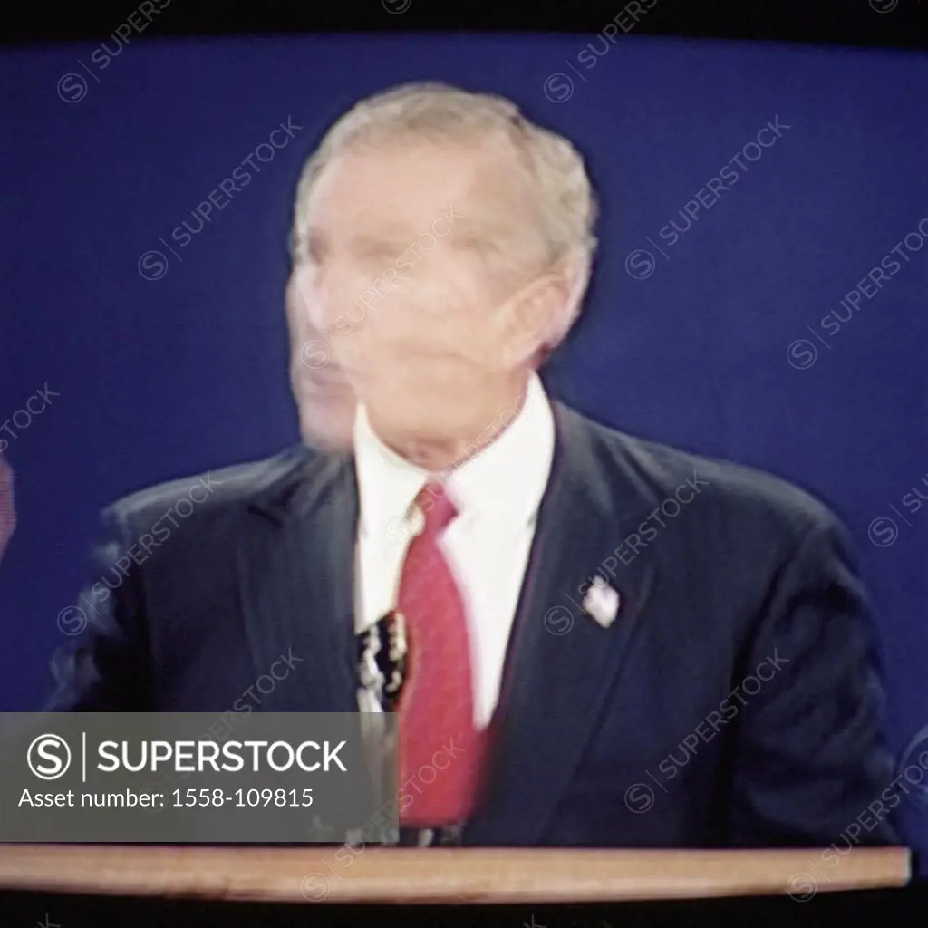 Television-program, George W  Bush, address, long-time-exposure, no models television show, election campaign, presidency-election, debate, release, T...