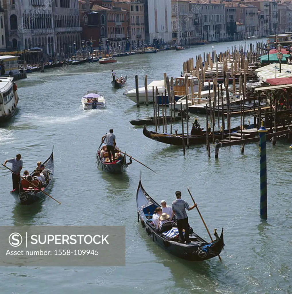 Italy, Venetien, Venice, location Rialtobrücke, gaze Canal Grande, gondolas, Europe, lagoon-city, city-opinion, Canale Grande, canal, waterway, houses...
