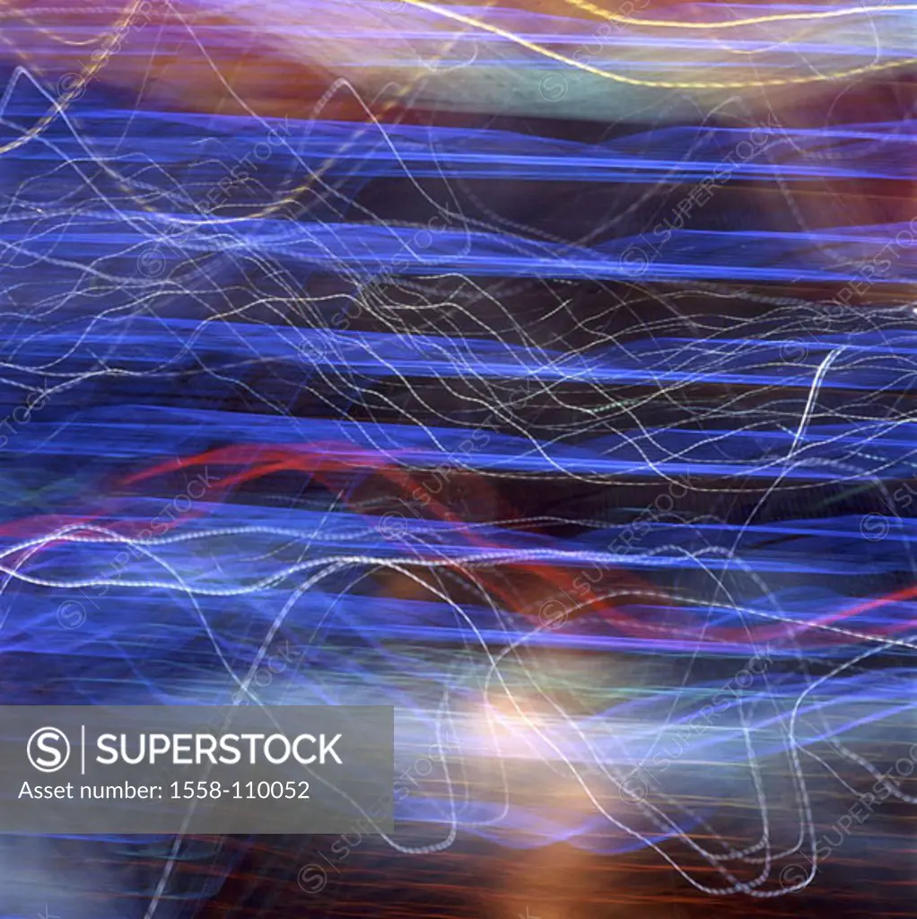 Darkness, light-tracks, fuzziness, light, lights, blue, colorfully, blurs, night, indistinctly, movement, lines, long-time-exposure, concept, mysterio...