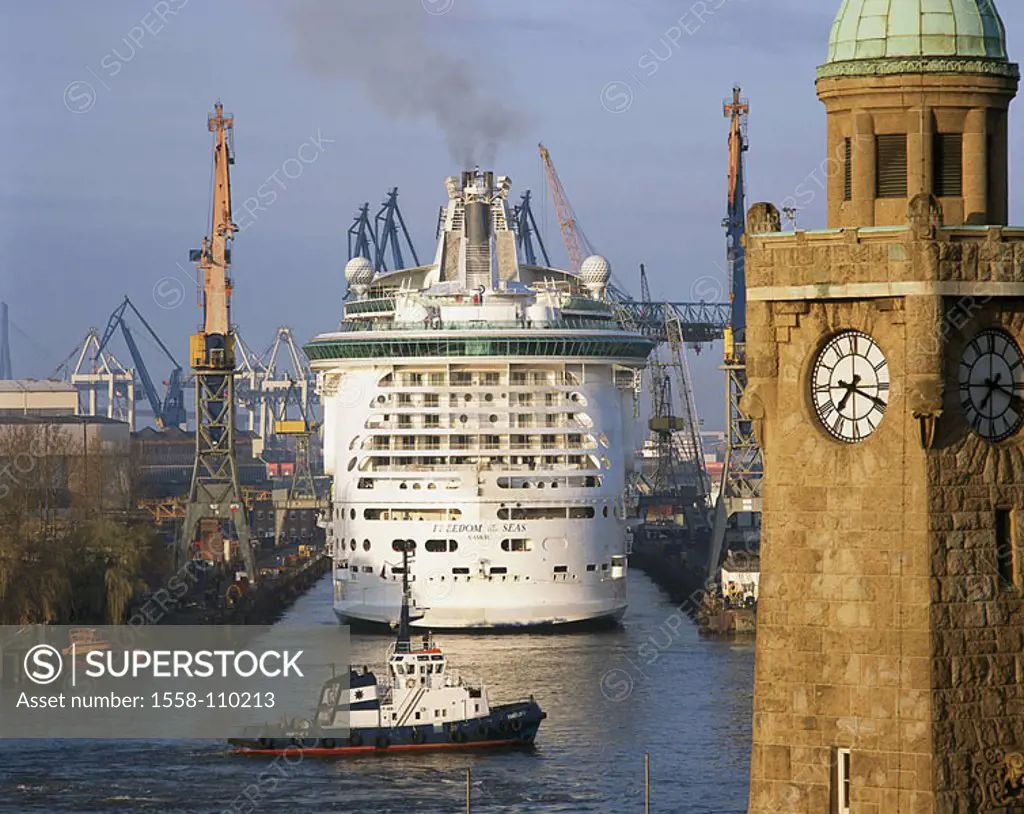 Germany, Hamburg, Saint Pauli, piers, shipyard Blohm and Voss, ship, only redakt, docks , Europe, Northern Germany, city, Hanseatic town, city, distri...
