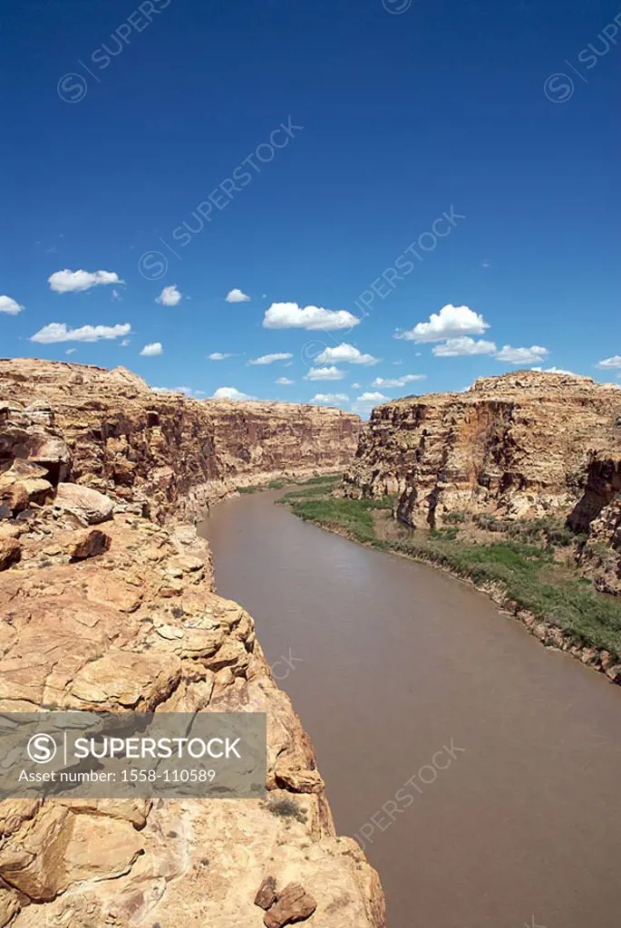USA, Arizona, Glen Canyon, mountains, river bed, cloud-heavens, North America, West coast, highland-shaft, mountains, rocks, sandstone-rocks, rock-for...