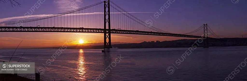 Portugal, Lisbon, bridge of the 25  April, river Tejo, sunset, sunset, series, Europe, Western Europe, Iberian peninsula, city, capital, bridge-archit...