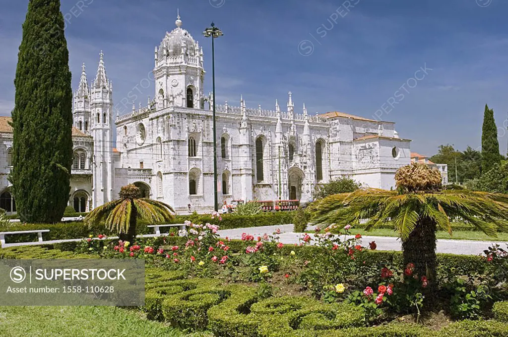 Portugal, Lisbon, cloister Mosteiro can series, Europe, Western Europe, Iberian peninsula, Jeronimos, ornament-garden, Hieronymuskloster, buildings, l...