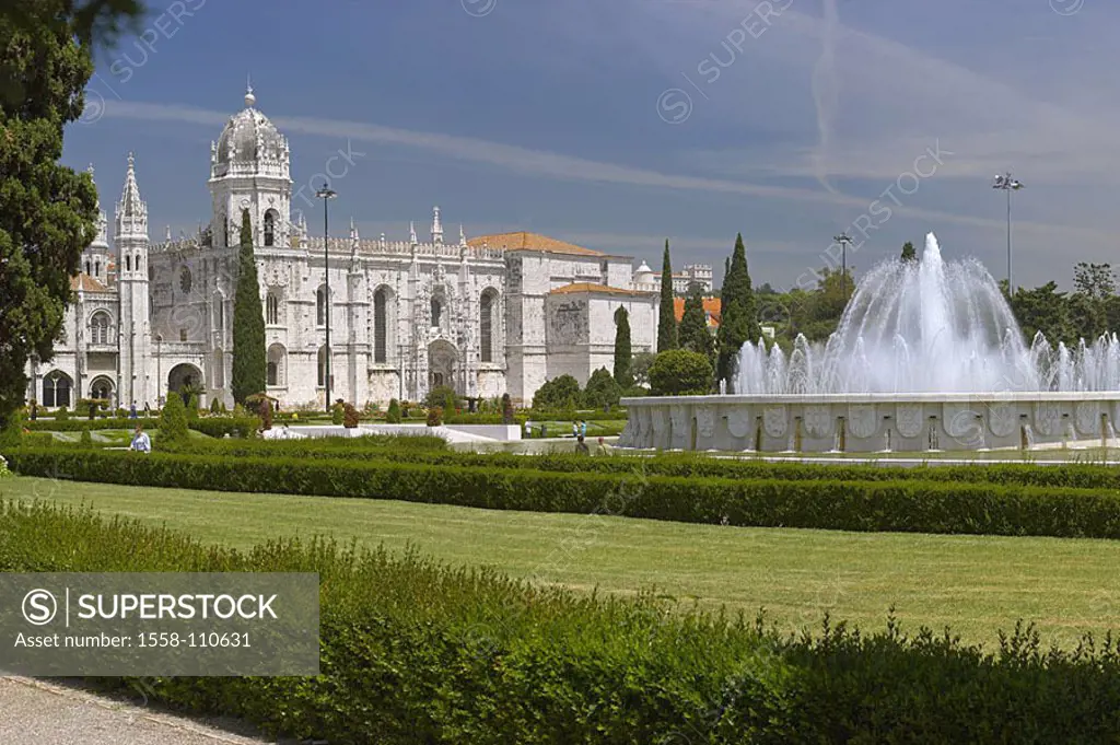 Portugal, Lisbon, cloister Mosteiro can series, Europe, Western Europe, Iberian peninsula, Jeronimos, fountains, Praça do Imperio, Jeronimo-Kloster, l...