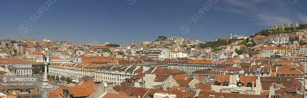 Portugal, Lisbon, old part of town Chiado, city-overview, Europe, Western Europe, Iberian peninsula, city, capital, city, district, historically, hous...