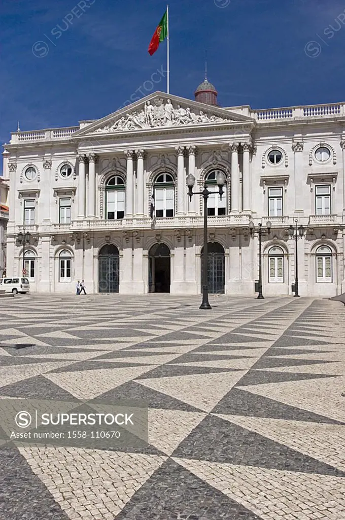 Portugal, Lisbon, town hall, town hall-place, cobblestones, patterns, series, Europe, Western Europe, Iberian peninsula, city, capital, sight, place, ...