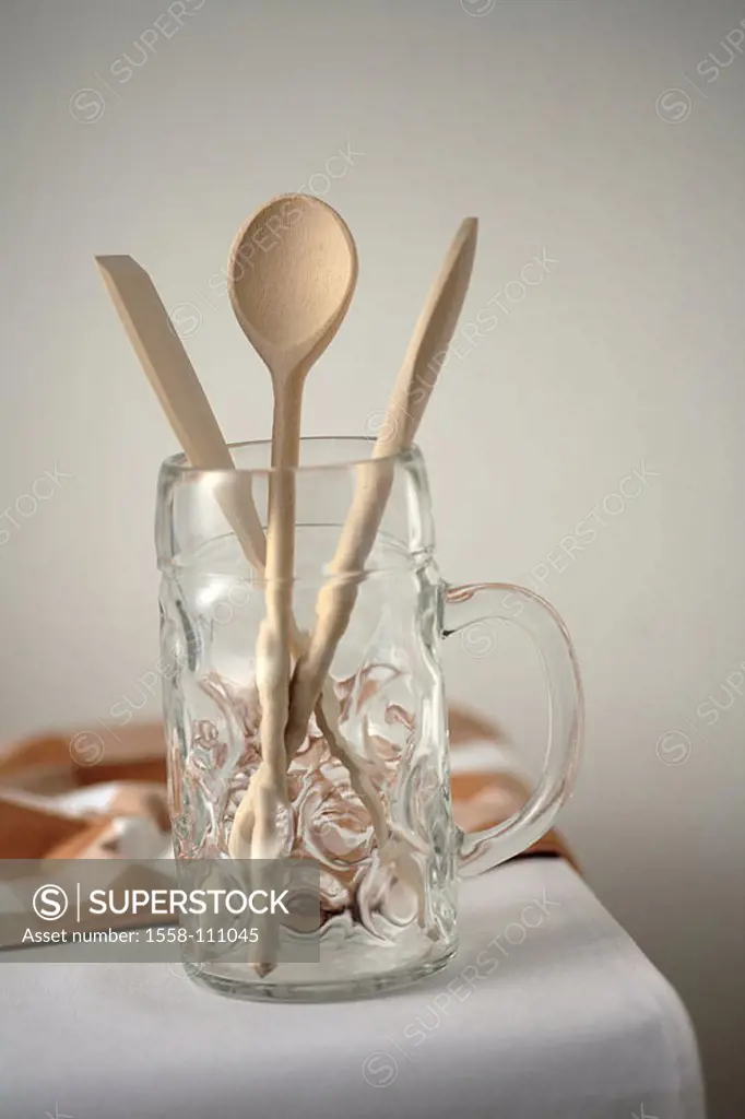 Table, stein, wood-cook-silverware, beer mug, glass-jug, cook-silverware, wooden, spoons, Pfannenwender, kitchen-utensils, cook-utensils, symbol, cook...