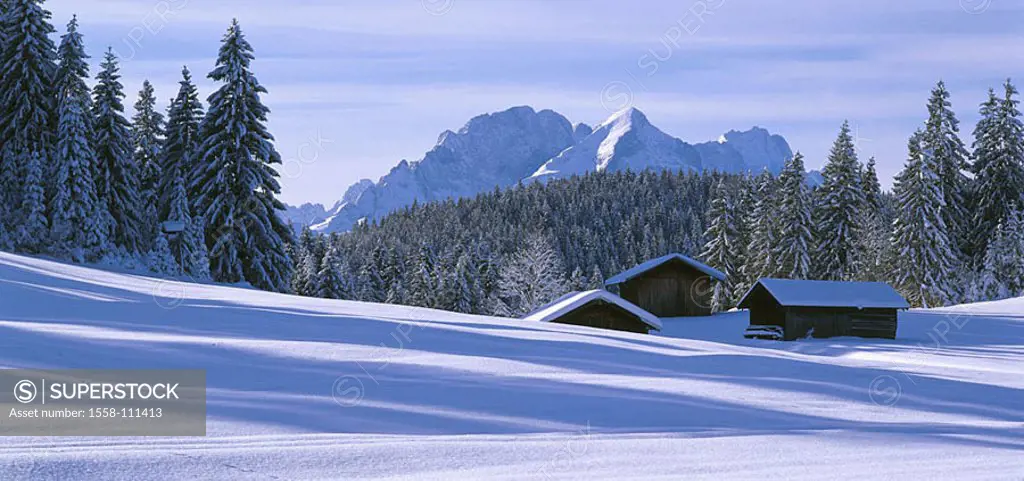 Germany, waiter-Bavaria, weather-stone-mountains, winters, Bavaria, development-rock, highland-shaft, Alps, mountains, mountains, Alpspitze, Zugspitze...