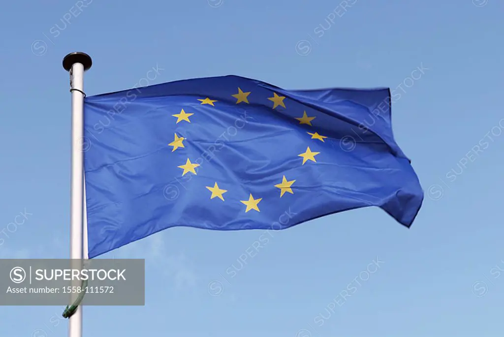Flag, Europe-flag, flagpole, heavens, clouds, 04/2006