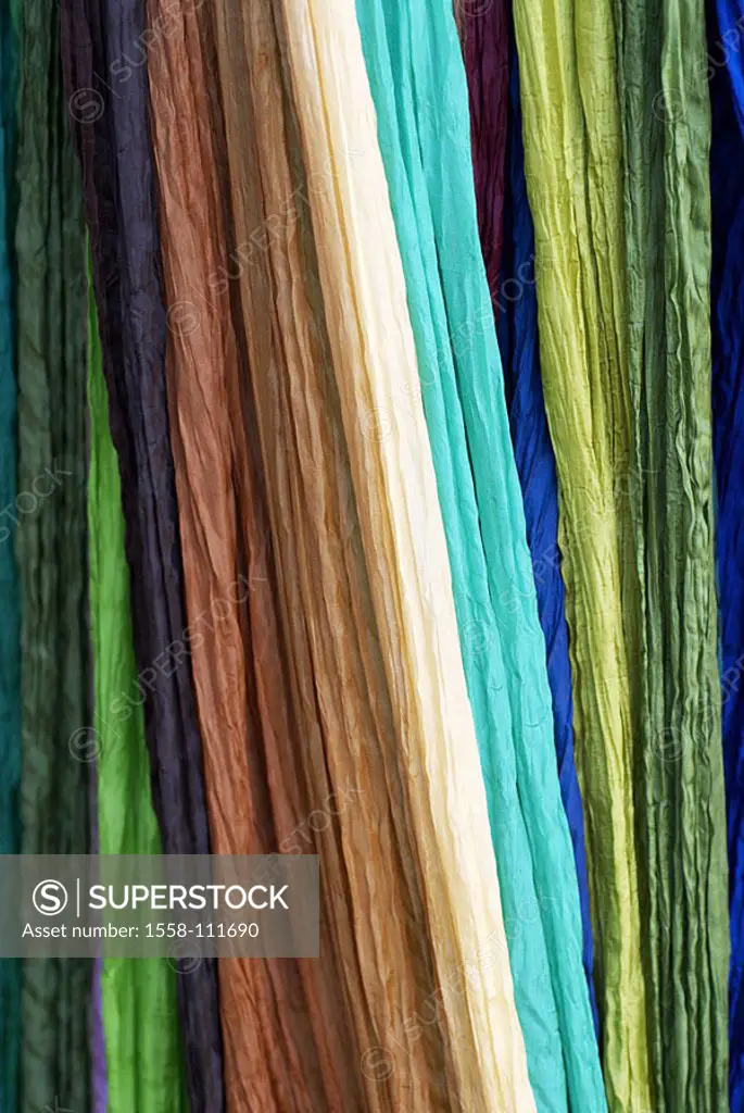 Silk-cloth, hung up, colorfully, 04/2006