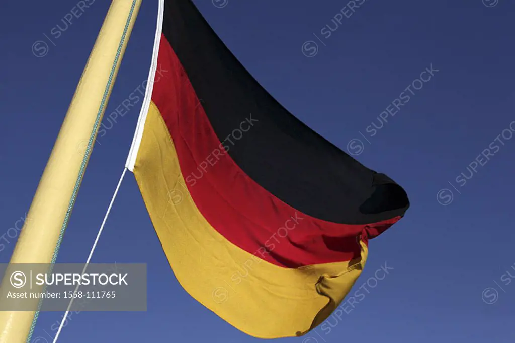 Germany, flagpole, ensign, blows, flagpole, national-flags, Germany-flags, flag, flag, national-colors, black-red-gold, symbol, national-pride, patrio...