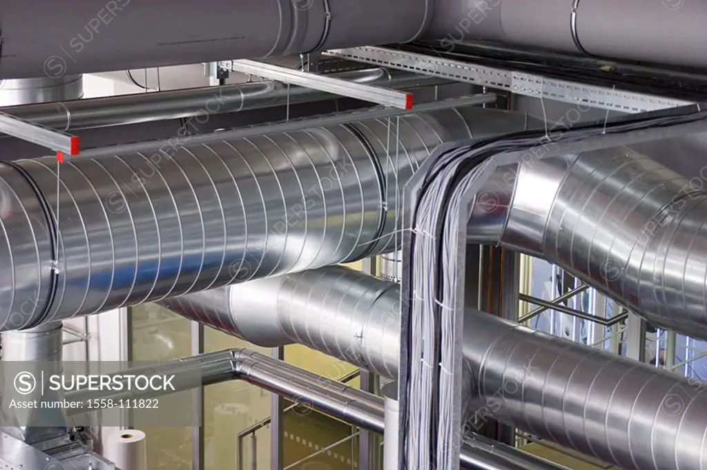 Ventilation, tubes, detail, factory, industry, economy, technology, ventilation, exhaust air, ventilation-tubes, ventilation, ventilation, constructio...