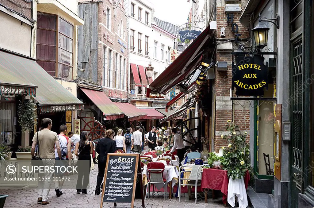 Belgium, Brussels, old part of town, street-cafes, tourists, series, Benelux, capital, alley, pubs, restaurants, symbol, tourism, gastronomy, destinat...