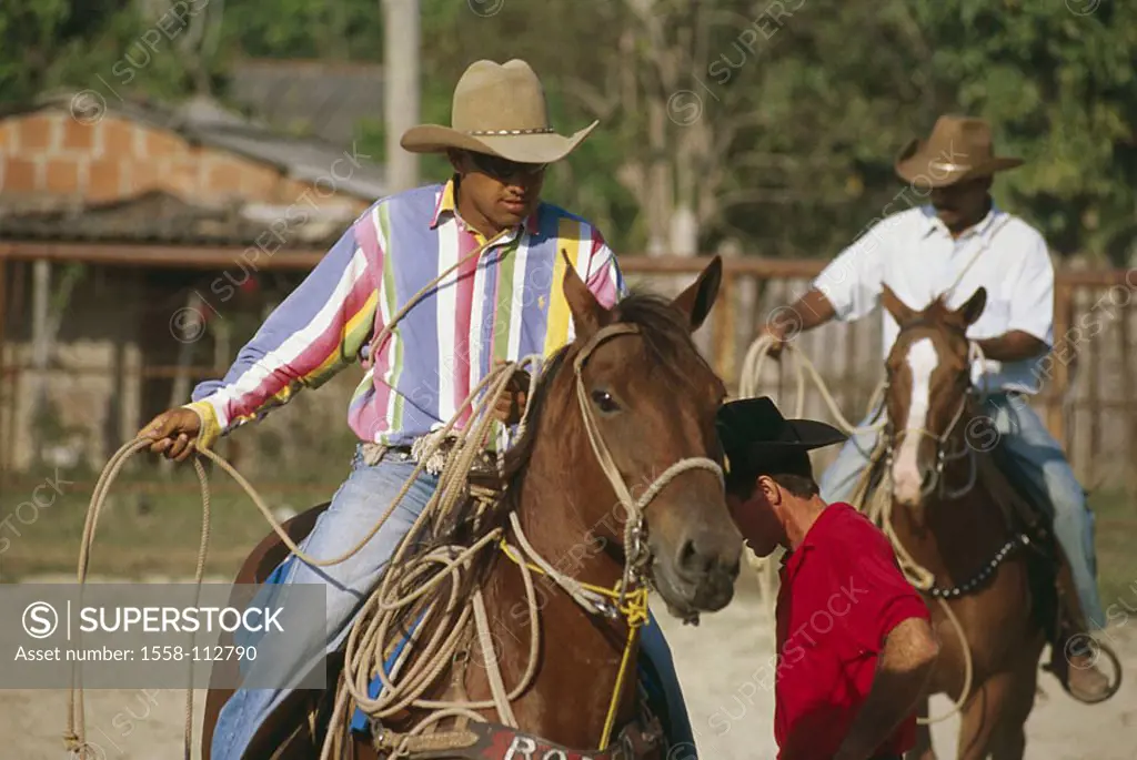 Cuba, province Pinar Del Rio riders lassos, no models Caribbean, island, people, men, release, Central America, cowboys, horses, Cubans, natives, ridi...