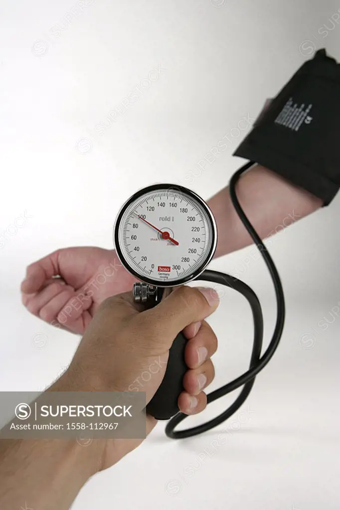 Blood pressure-measurement, patient, arm, blood pressure-measuring instrument, man, men´s-hand, doctor, blood pressure-fairs, blood pressure, pulse, p...