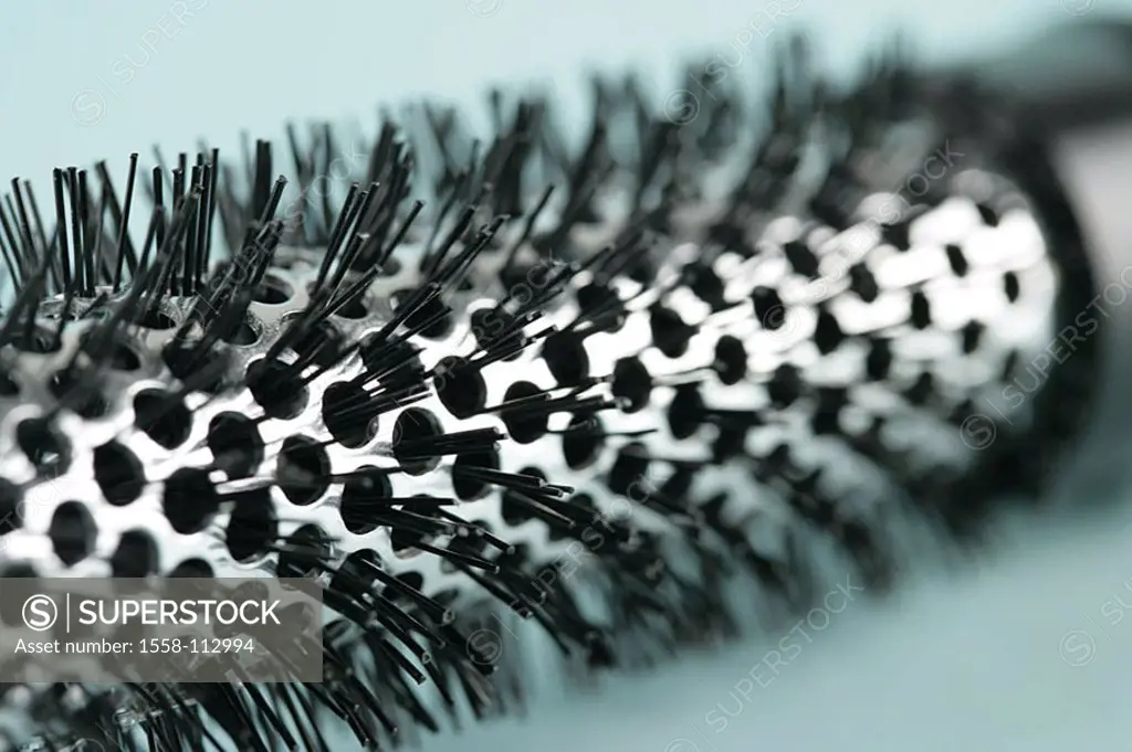 Round-brush, detail, brush-head, hairbrush, hair dryer-brush, brush, symbol, hairdo, blow-dry, blow-dries hair-styling, Hairstyle concept hairdresser ...