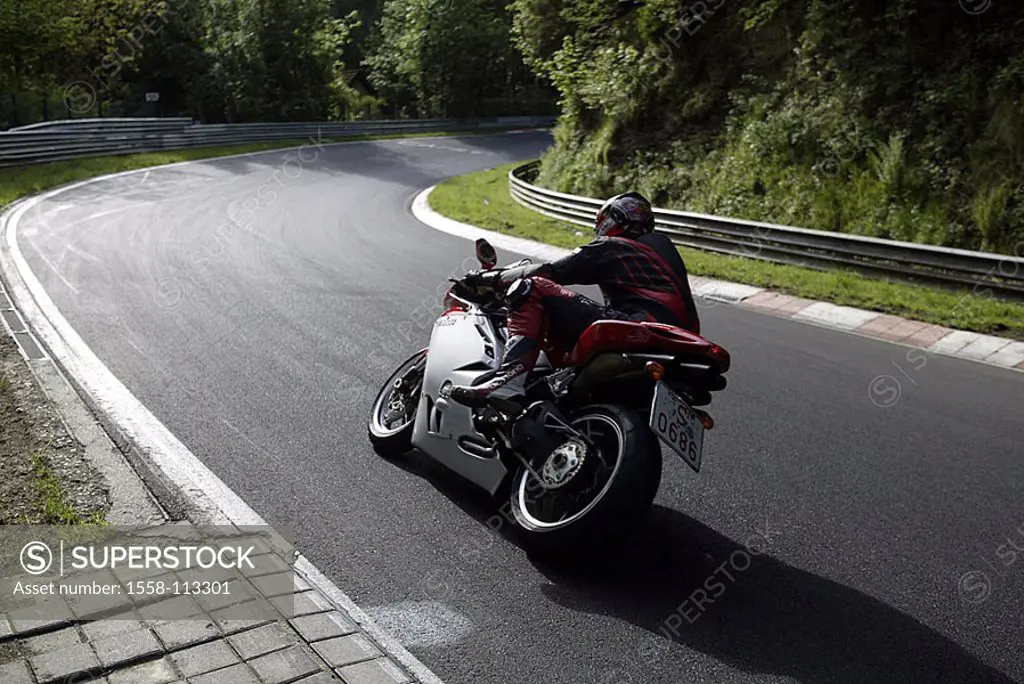 Motorcyclists, street, curve, no property release, route, racetrack, Nürburgring, North-bow, traffic, transportation, motorcycle, curved, sport, hobby...